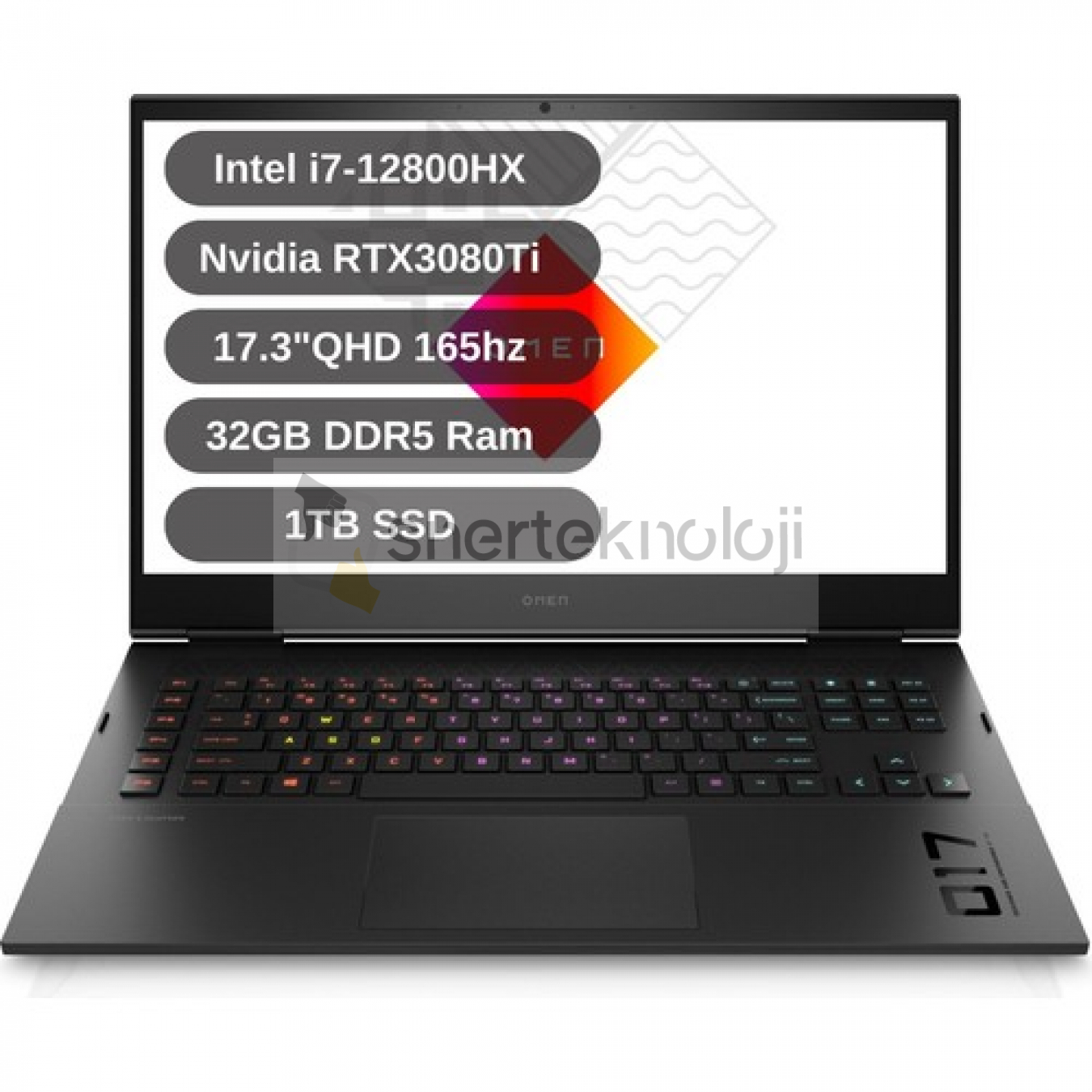 HP Omen 17-CK1005NT Intel I7-12800HX 32GB DDR5 1TB SSD 16GB RTX3080TI 17.3 Inç QHD 165Hz Windows 11 Dizüstü Bilgisayar 6H6R9EA